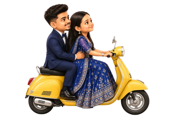 Couple driving a scooter